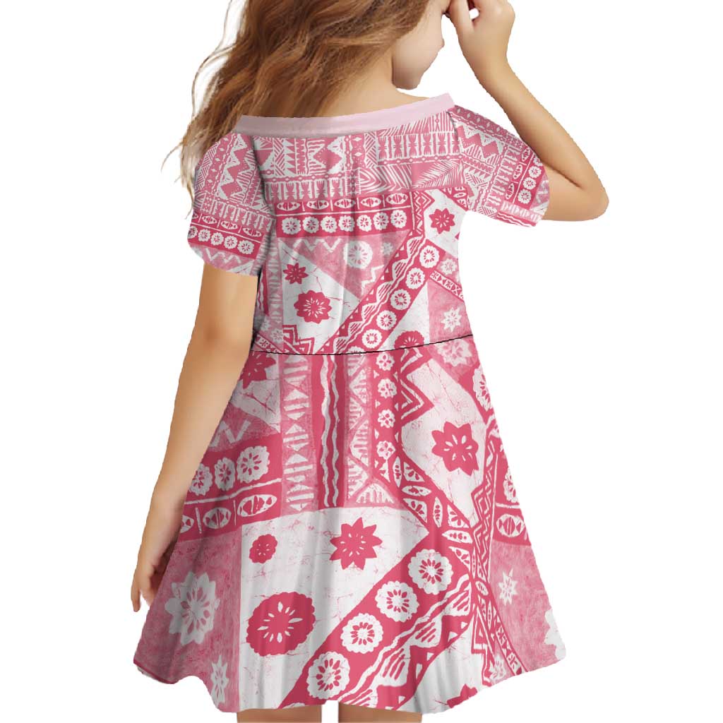 Pink Bula Fiji Family Matching Long Sleeve Bodycon Dress and Hawaiian Shirt Unique Masi Tapa Pattern LT14 - Polynesian Pride