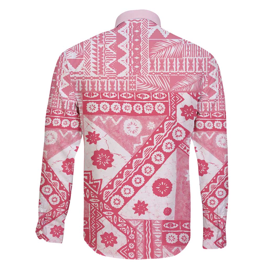 Pink Bula Fiji Family Matching Long Sleeve Bodycon Dress and Hawaiian Shirt Unique Masi Tapa Pattern LT14 - Polynesian Pride
