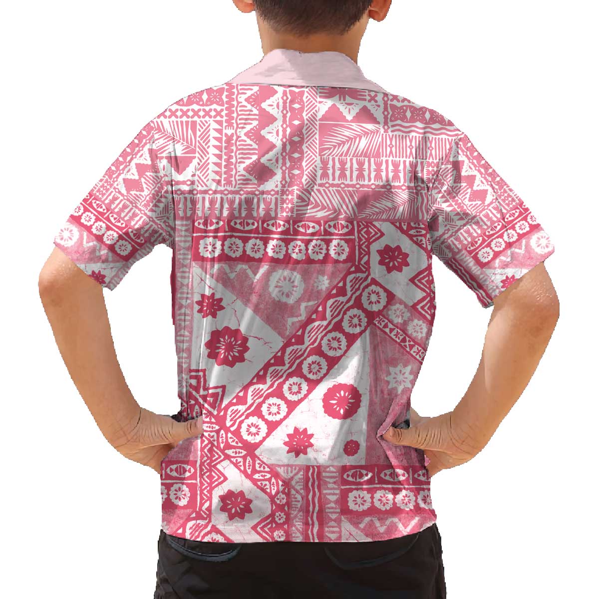 Pink Bula Fiji Family Matching Off The Shoulder Long Sleeve Dress and Hawaiian Shirt Unique Masi Tapa Pattern LT14 - Polynesian Pride