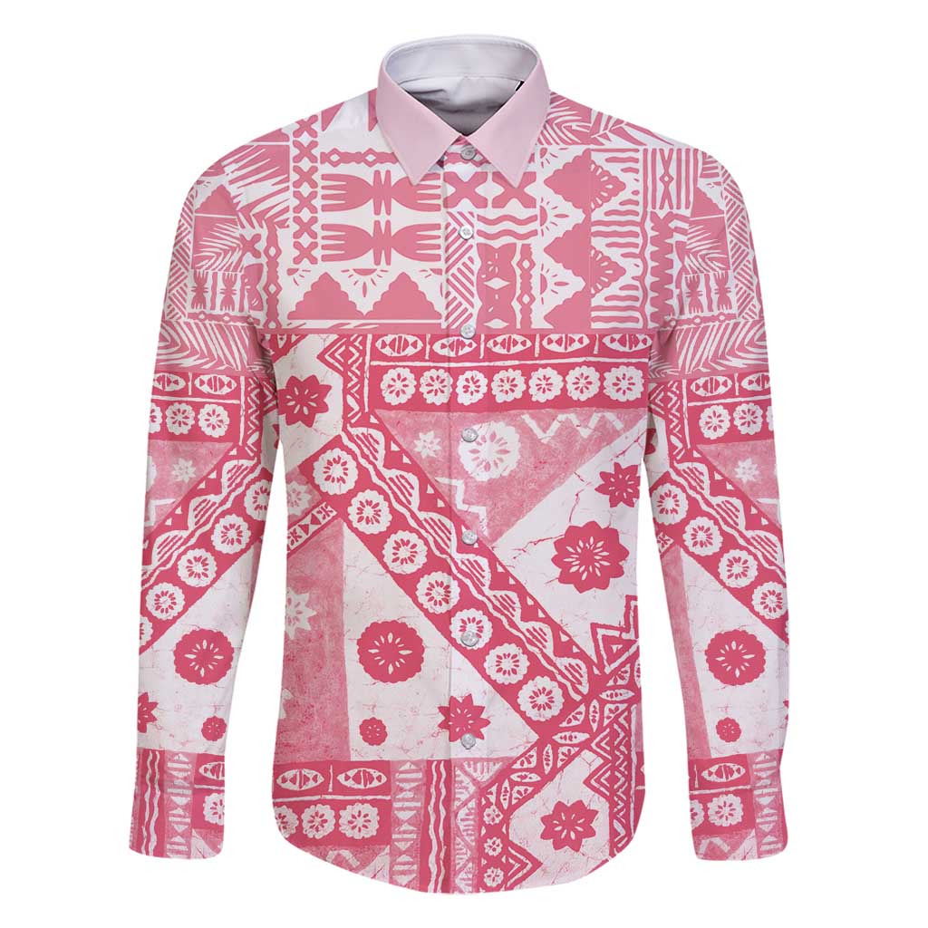 Pink Bula Fiji Family Matching Off Shoulder Maxi Dress and Hawaiian Shirt Unique Masi Tapa Pattern