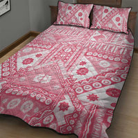 Pink Bula Fiji Quilt Bed Set Unique Masi Tapa Pattern