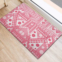 Pink Bula Fiji Rubber Doormat Unique Masi Tapa Pattern