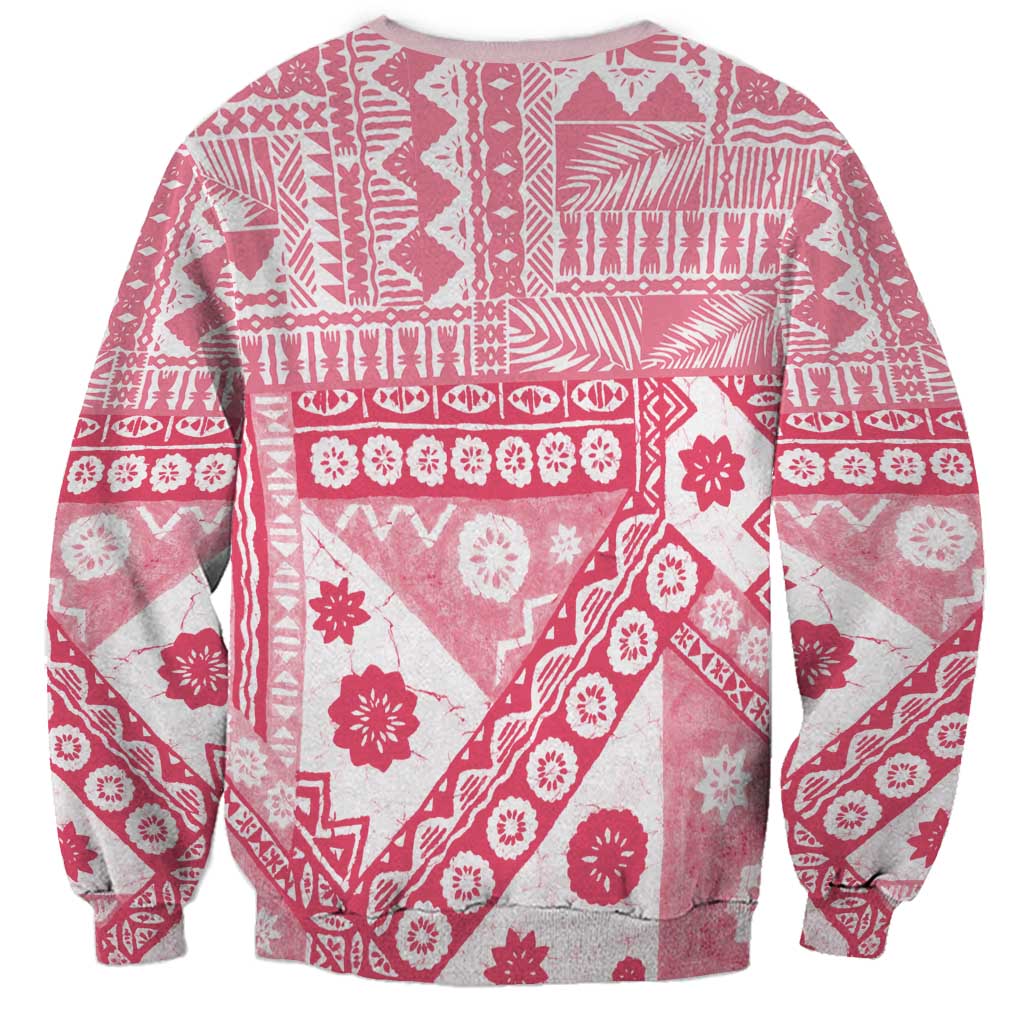 Pink Bula Fiji Sweatshirt Unique Masi Tapa Pattern