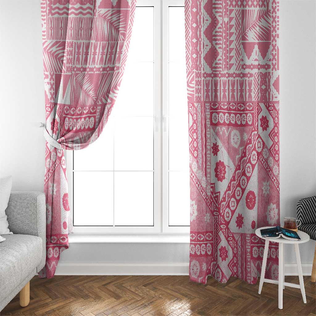 Pink Bula Fiji Window Curtain Unique Masi Tapa Pattern