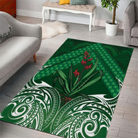 Rongoa Maori New Zealand Harakeke Area Rug NZ Weaving Pattern Green LT14 - Polynesian Pride