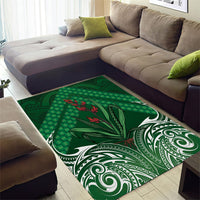 Rongoa Maori New Zealand Harakeke Area Rug NZ Weaving Pattern Green LT14 - Polynesian Pride
