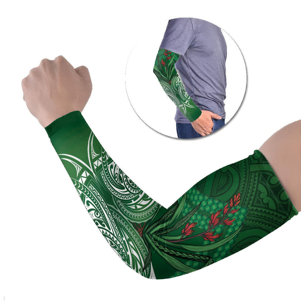 Rongoa Maori New Zealand Harakeke Arm Sleeves NZ Weaving Pattern Green LT14 Set of 2 Green - Polynesian Pride