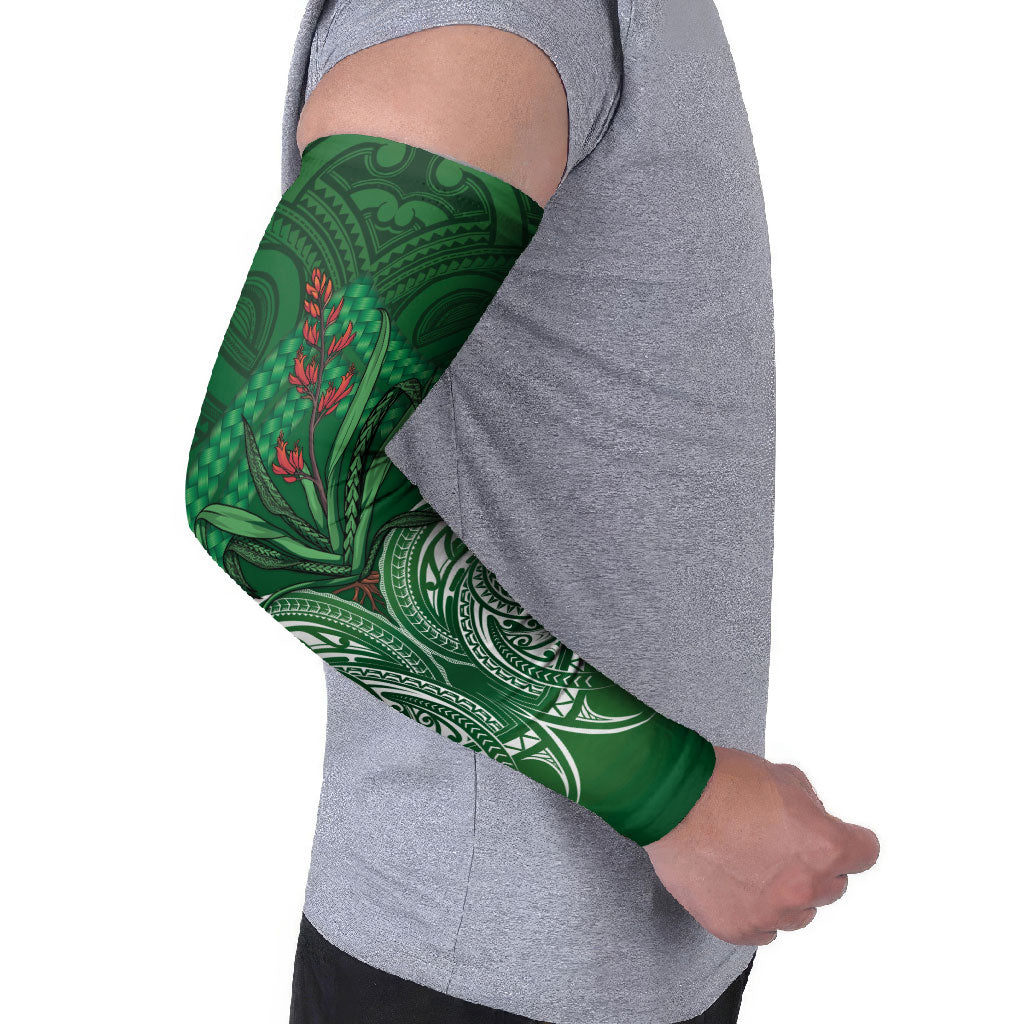 Rongoa Maori New Zealand Harakeke Arm Sleeves NZ Weaving Pattern Green LT14 - Polynesian Pride