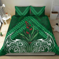 Rongoa Maori New Zealand Harakeke Bedding Set NZ Weaving Pattern Green LT14 - Polynesian Pride