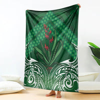 Rongoa Maori New Zealand Harakeke Blanket NZ Weaving Pattern Green LT14 - Polynesian Pride