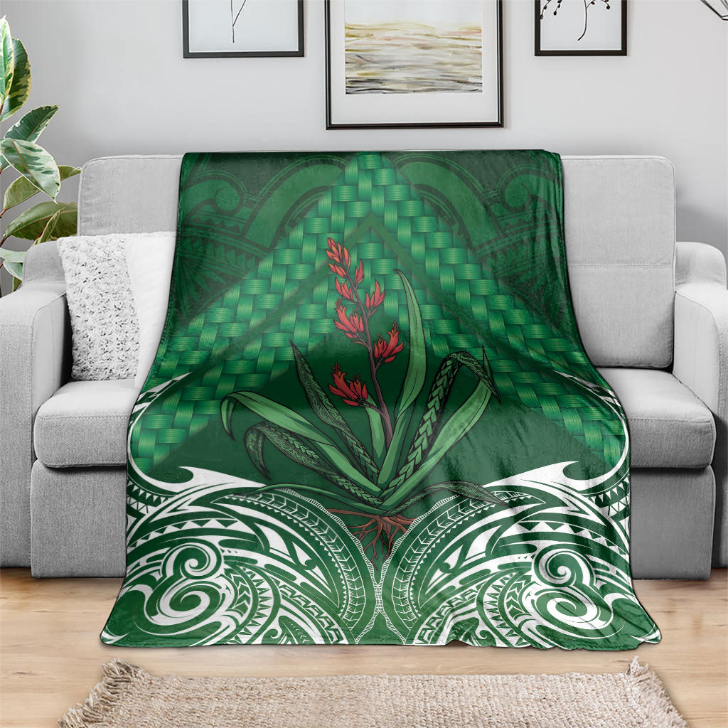 Rongoa Maori New Zealand Harakeke Blanket NZ Weaving Pattern Green LT14 - Polynesian Pride