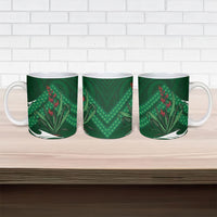 Rongoa Maori New Zealand Harakeke Ceramic Mug NZ Weaving Pattern Green LT14 - Polynesian Pride