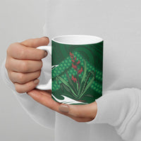 Rongoa Maori New Zealand Harakeke Ceramic Mug NZ Weaving Pattern Green LT14 - Polynesian Pride