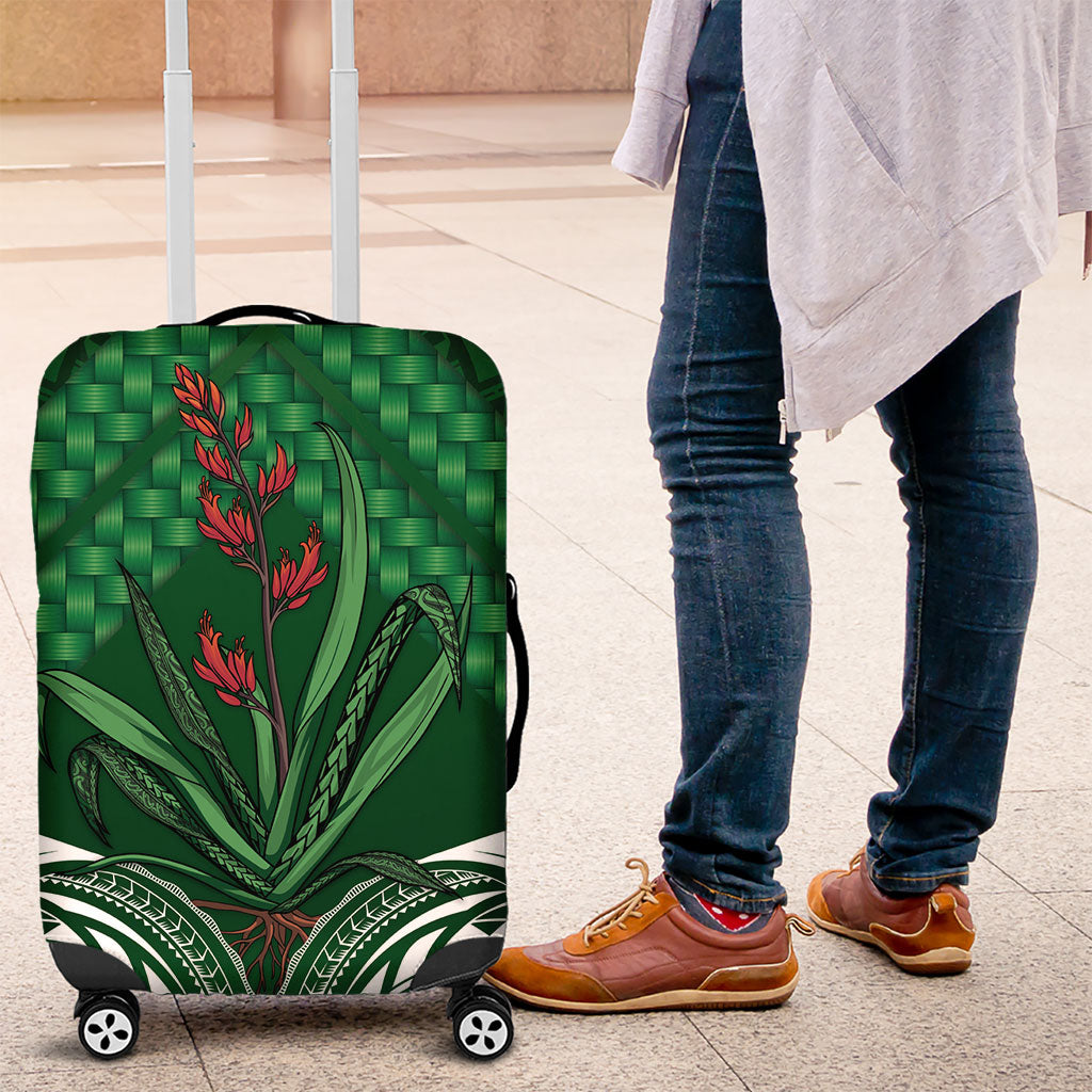 Rongoa Maori New Zealand Harakeke Luggage Cover NZ Weaving Pattern Green LT14 Green - Polynesian Pride