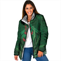 Rongoa Maori New Zealand Harakeke Padded Jacket NZ Weaving Pattern Green LT14 Women Green - Polynesian Pride