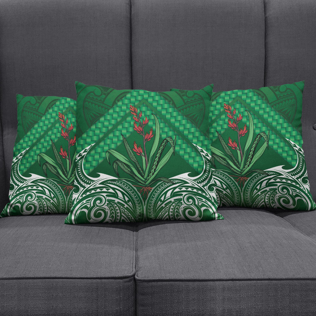 Rongoa Maori New Zealand Harakeke Pillow Cover NZ Weaving Pattern Green LT14 - Polynesian Pride