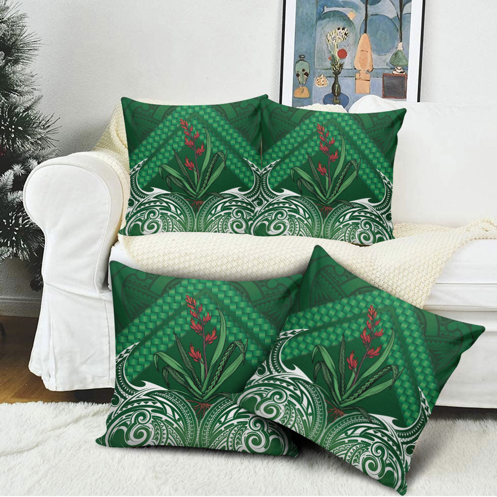 Rongoa Maori New Zealand Harakeke Pillow Cover NZ Weaving Pattern Green LT14 - Polynesian Pride