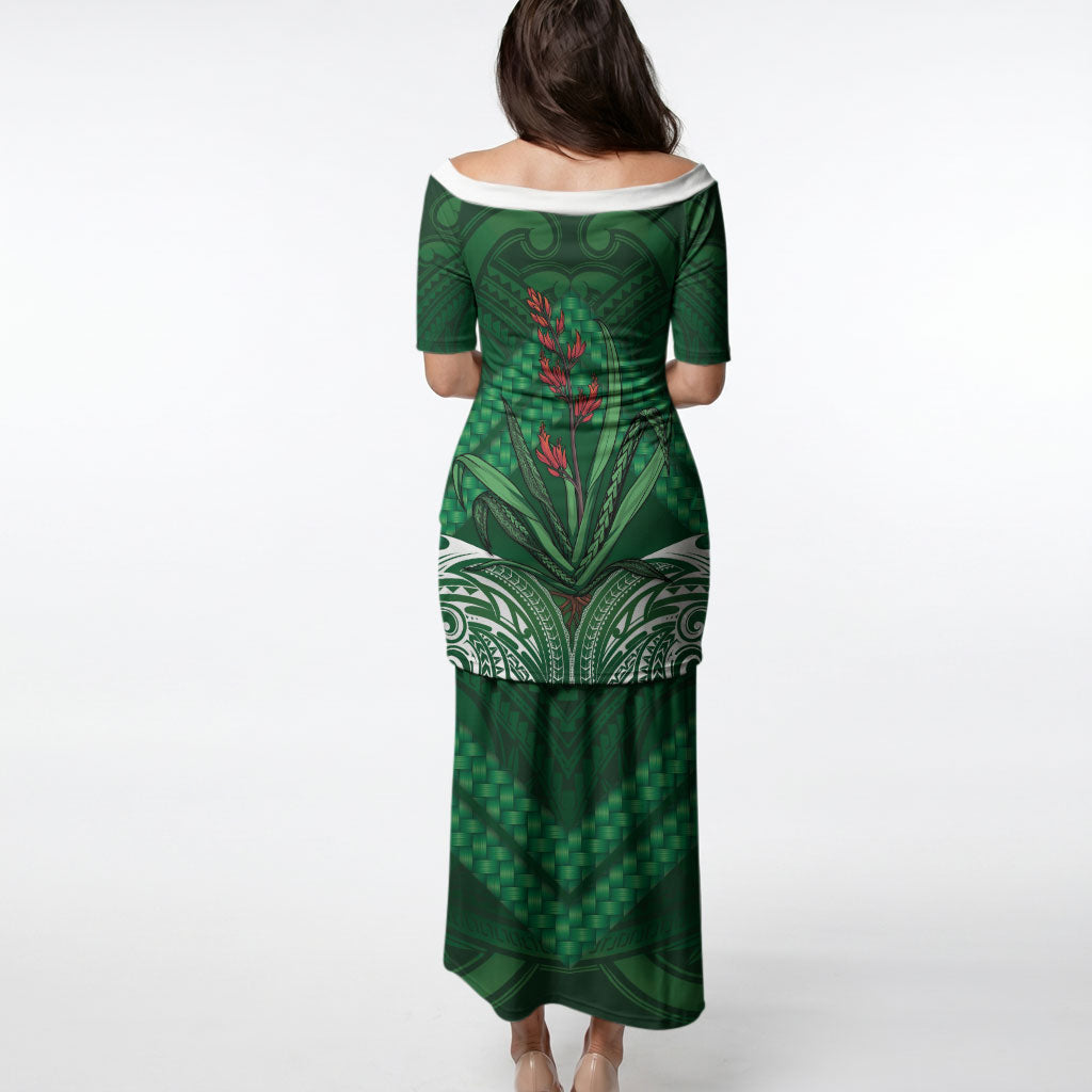 Rongoa Maori New Zealand Harakeke Puletasi NZ Weaving Pattern Green LT14 - Polynesian Pride