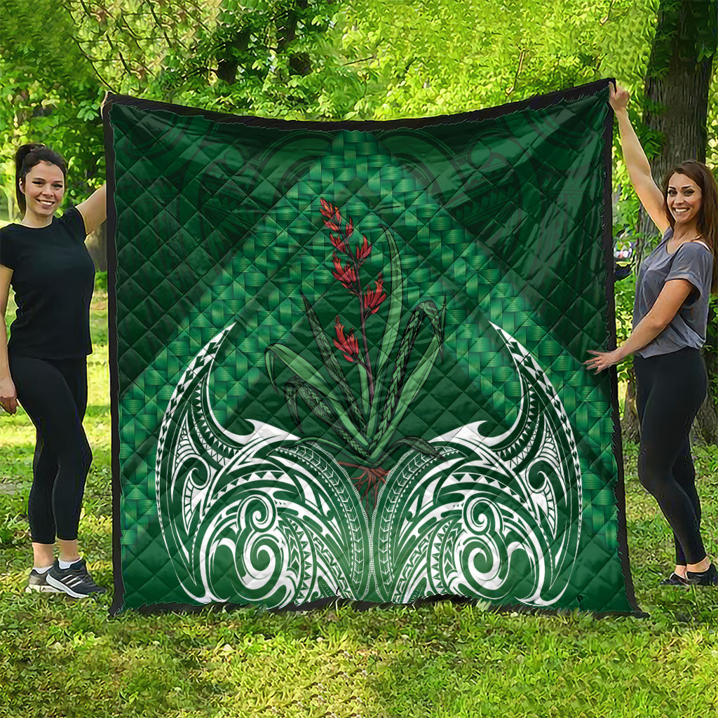 Rongoa Maori New Zealand Harakeke Quilt NZ Weaving Pattern Green LT14 - Polynesian Pride