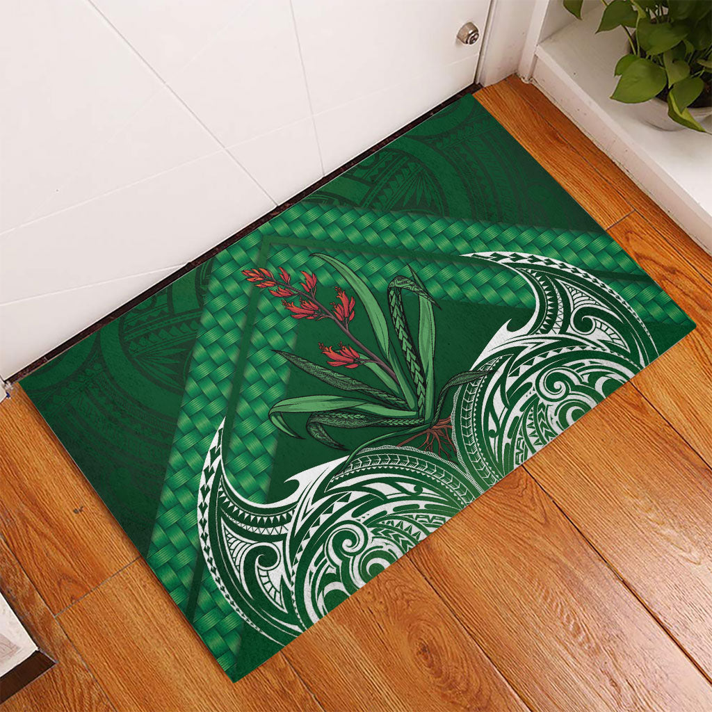Rongoa Maori New Zealand Harakeke Rubber Doormat NZ Weaving Pattern Green LT14 - Polynesian Pride