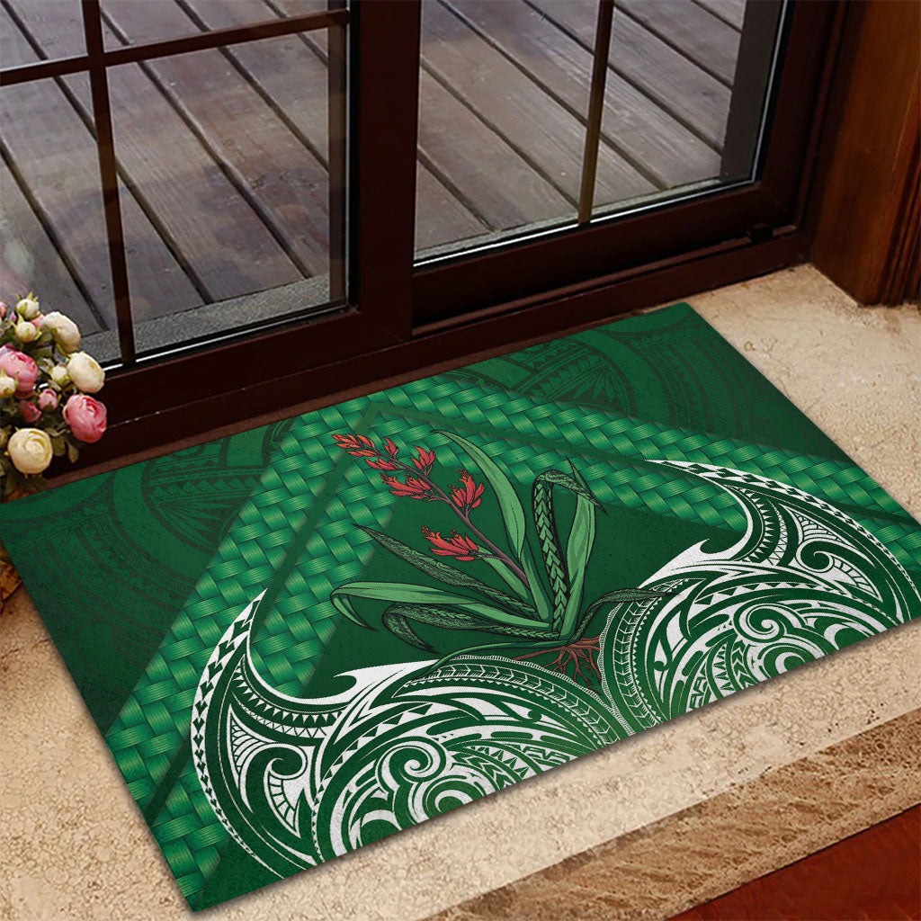 Rongoa Maori New Zealand Harakeke Rubber Doormat NZ Weaving Pattern Green LT14 - Polynesian Pride
