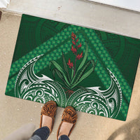 Rongoa Maori New Zealand Harakeke Rubber Doormat NZ Weaving Pattern Green LT14 - Polynesian Pride