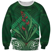 Rongoa Maori New Zealand Harakeke Sweatshirt NZ Weaving Pattern Green LT14 Unisex Green - Polynesian Pride