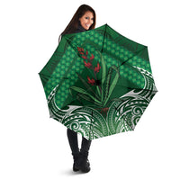 Rongoa Maori New Zealand Harakeke Umbrella NZ Weaving Pattern Green LT14 - Polynesian Pride
