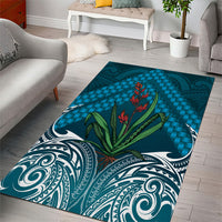 Rongoa Maori New Zealand Harakeke Area Rug NZ Weaving Pattern Dark Teal LT14 - Polynesian Pride