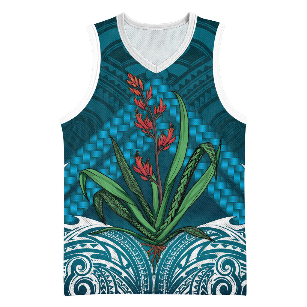 Rongoa Maori New Zealand Harakeke Basketball Jersey NZ Weaving Pattern Dark Teal LT14 Unisex Dark Teal - Polynesian Pride