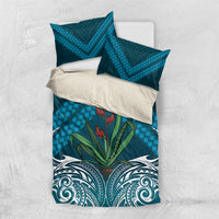 Rongoa Maori New Zealand Harakeke Bedding Set NZ Weaving Pattern Dark Teal LT14 US Twin 172cm x 218cm Dark Teal - Polynesian Pride