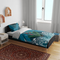 Rongoa Maori New Zealand Harakeke Bedding Set NZ Weaving Pattern Dark Teal LT14 - Polynesian Pride