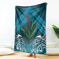 Rongoa Maori New Zealand Harakeke Blanket NZ Weaving Pattern Dark Teal LT14 - Polynesian Pride