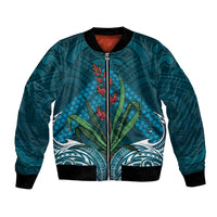 Rongoa Maori New Zealand Harakeke Bomber Jacket NZ Weaving Pattern Dark Teal LT14 Unisex Dark Teal - Polynesian Pride
