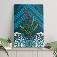 Rongoa Maori New Zealand Harakeke Canvas Wall Art NZ Weaving Pattern Dark Teal LT14 - Polynesian Pride