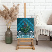 Rongoa Maori New Zealand Harakeke Canvas Wall Art NZ Weaving Pattern Dark Teal LT14 - Polynesian Pride