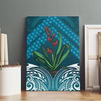 Rongoa Maori New Zealand Harakeke Canvas Wall Art NZ Weaving Pattern Dark Teal LT14 - Polynesian Pride
