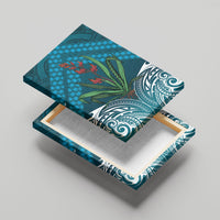 Rongoa Maori New Zealand Harakeke Canvas Wall Art NZ Weaving Pattern Dark Teal LT14 - Polynesian Pride