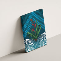 Rongoa Maori New Zealand Harakeke Canvas Wall Art NZ Weaving Pattern Dark Teal LT14 - Polynesian Pride