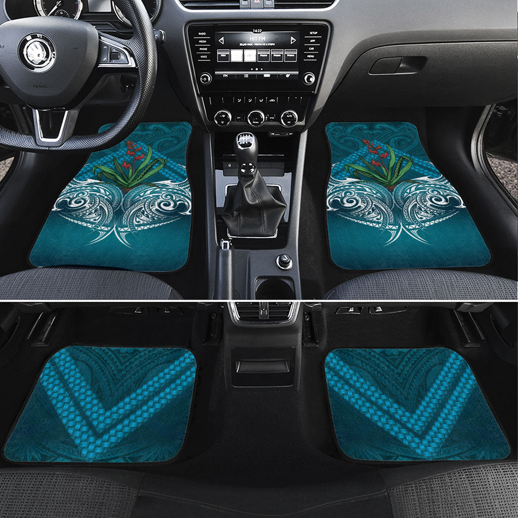 Rongoa Maori New Zealand Harakeke Car Mats NZ Weaving Pattern Dark Teal LT14 Set 4pcs Dark Teal - Polynesian Pride