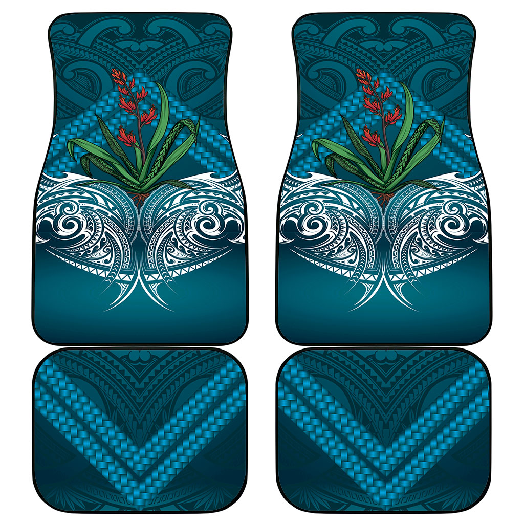 Rongoa Maori New Zealand Harakeke Car Mats NZ Weaving Pattern Dark Teal LT14 - Polynesian Pride