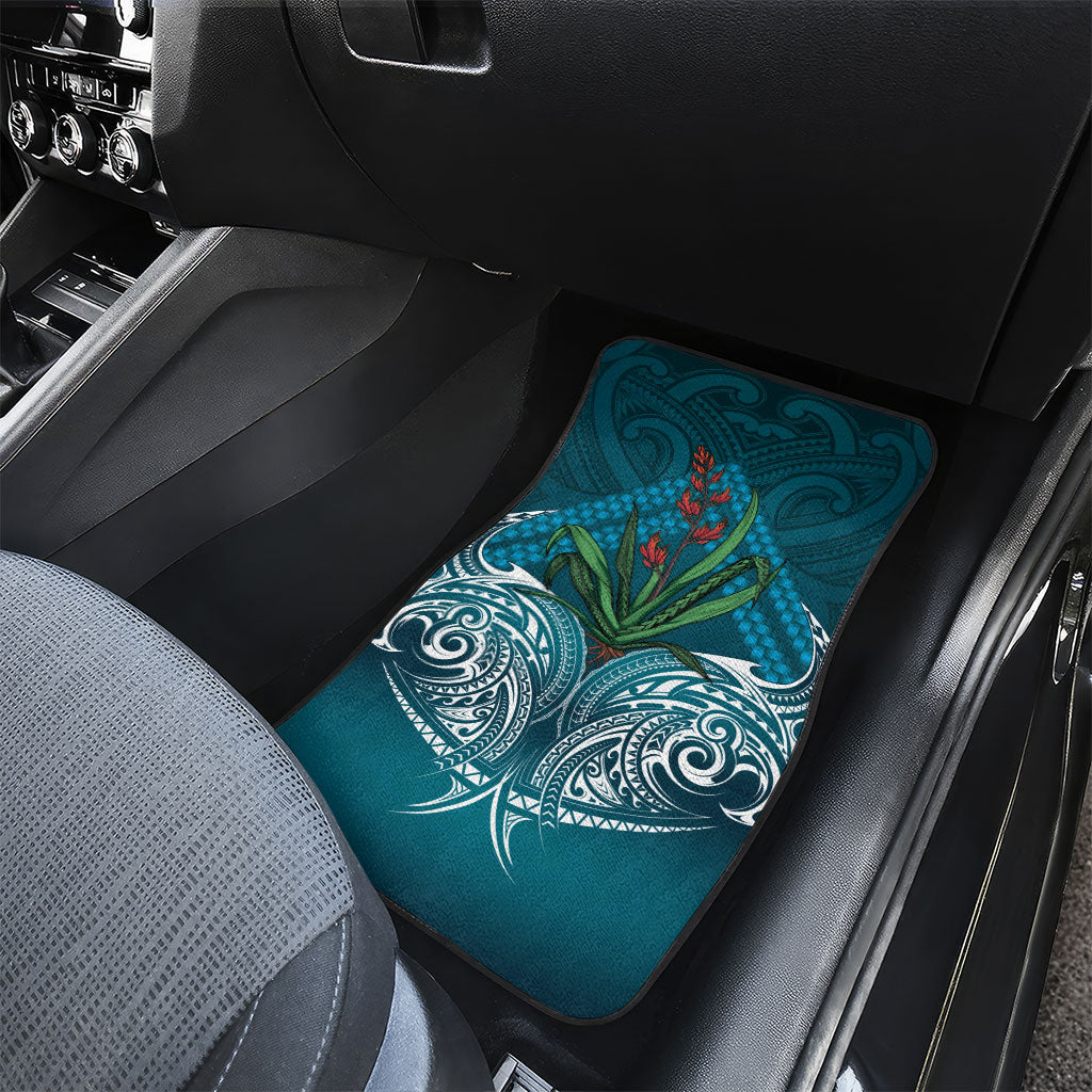 Rongoa Maori New Zealand Harakeke Car Mats NZ Weaving Pattern Dark Teal LT14 - Polynesian Pride