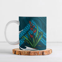 Rongoa Maori New Zealand Harakeke Ceramic Mug NZ Weaving Pattern Dark Teal LT14 Dark Teal - Polynesian Pride