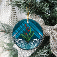 Rongoa Maori New Zealand Harakeke Ceramic Ornament NZ Weaving Pattern Dark Teal LT14 - Polynesian Pride