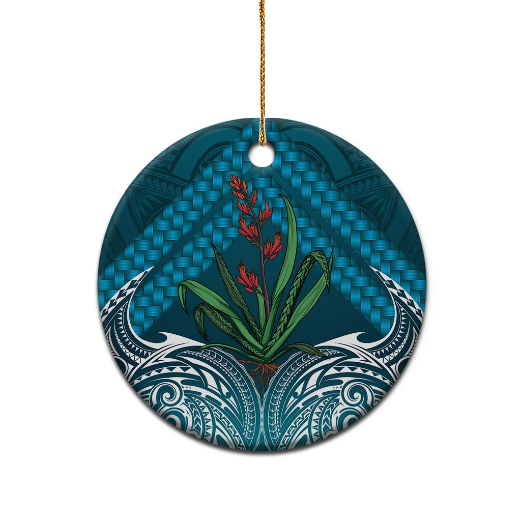 Rongoa Maori New Zealand Harakeke Ceramic Ornament NZ Weaving Pattern Dark Teal LT14 - Polynesian Pride