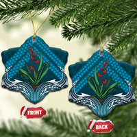 Rongoa Maori New Zealand Harakeke Ceramic Ornament NZ Weaving Pattern Dark Teal LT14 Snow Flake Dark Teal - Polynesian Pride