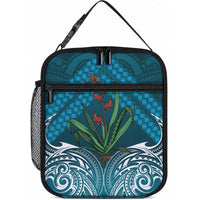 Rongoa Maori New Zealand Harakeke Lunch Bag NZ Weaving Pattern Dark Teal LT14 10.2 × 8.3 × 4.3 inch Dark Teal - Polynesian Pride