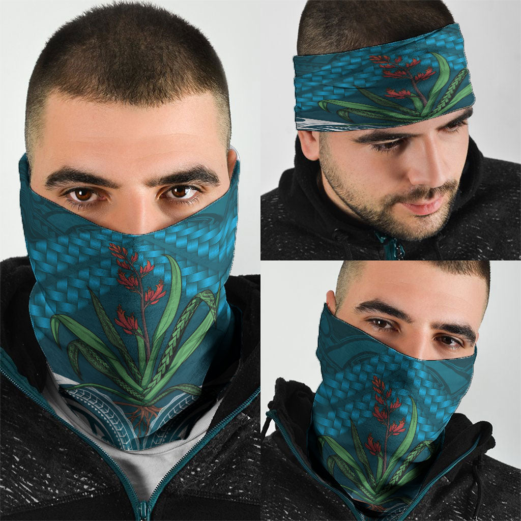 Rongoa Maori New Zealand Harakeke Neck Gaiter NZ Weaving Pattern Dark Teal LT14 - Polynesian Pride