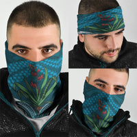 Rongoa Maori New Zealand Harakeke Neck Gaiter NZ Weaving Pattern Dark Teal LT14 - Polynesian Pride