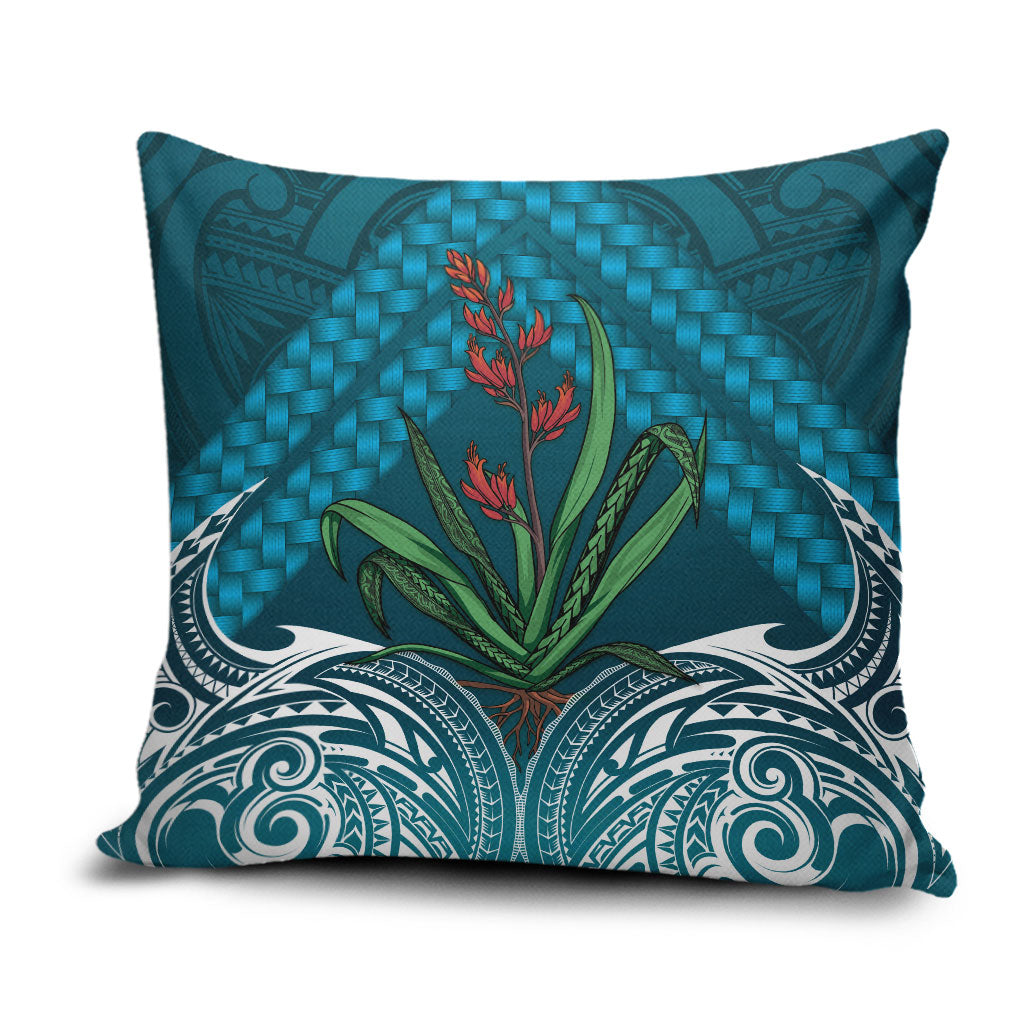 Rongoa Maori New Zealand Harakeke Pillow Cover NZ Weaving Pattern Dark Teal LT14 Dark Teal - Polynesian Pride